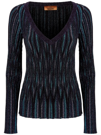 Metallic-Threading Knitted Jumper