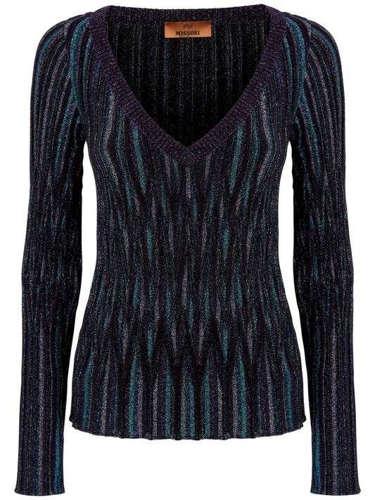Metallic-Threading Knitted Jumper