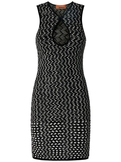 Zigzag Sequin-Embellished Mini Dress