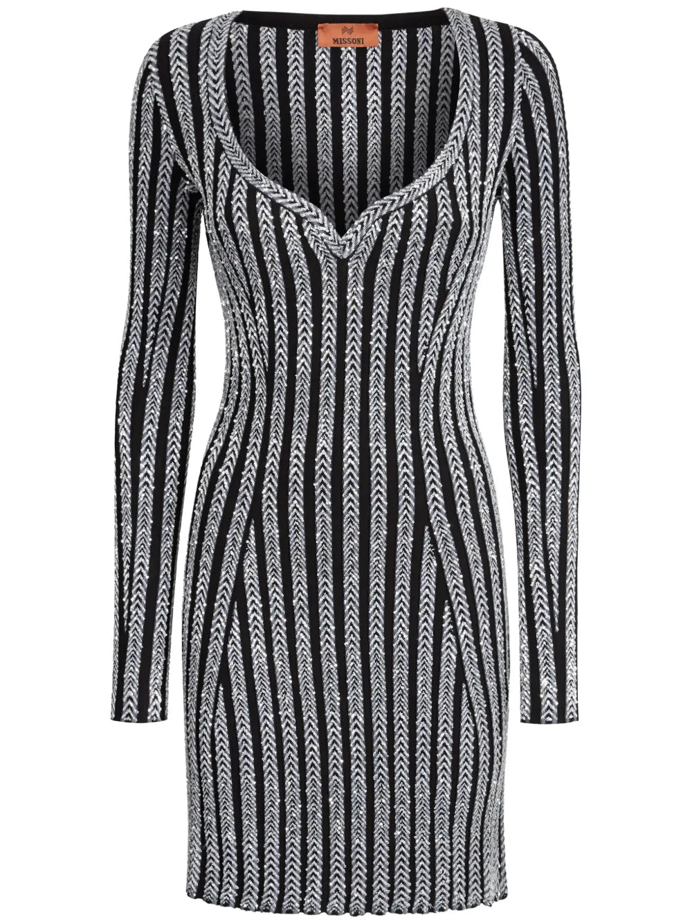 Sequinned V-Neck Mini Dress