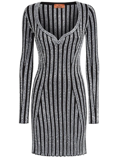 Sequinned V-Neck Mini Dress