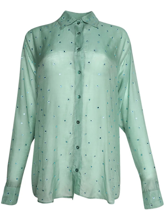 Gems Crystal-Embellished Long-Sleeve Shirt