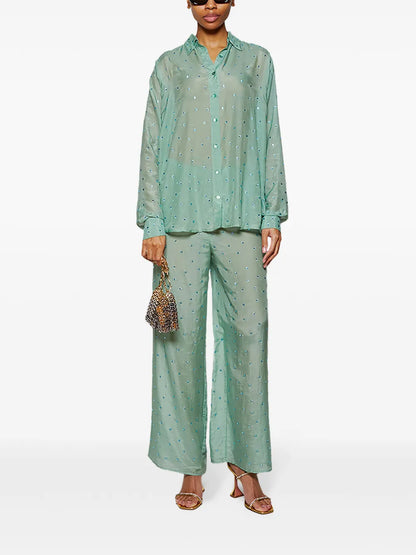 Gem Pants Embellished Straight-Leg Trousers