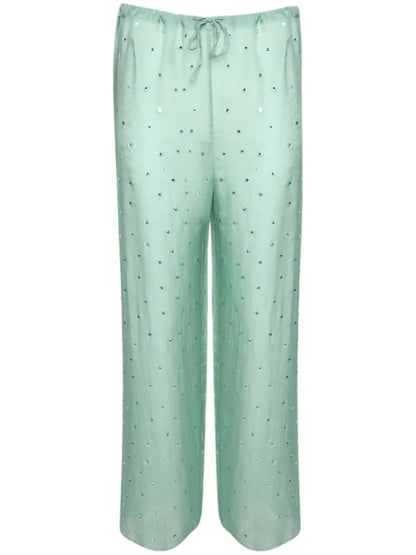 Gem Pants Embellished Straight-Leg Trousers