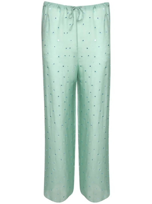 Gem Pants Embellished Straight-Leg Trousers