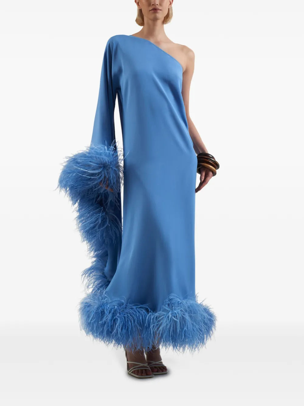 Balear Feather-Trim Maxi Dress