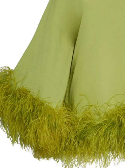 Piccolo Ubud Feather-Trim Minidress