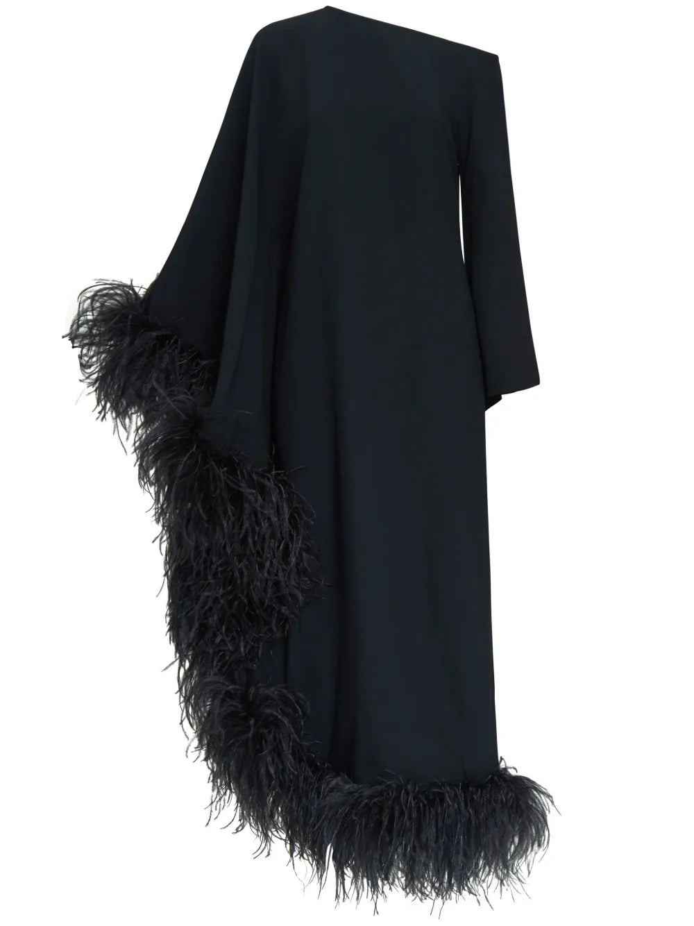 Ubud Extravaganza Feather-Trim Maxi Dress