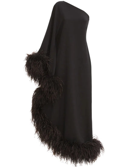 Ubud Feather-Trim Maxi Dress