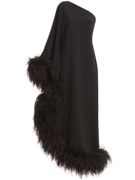 Ubud Feather-Trim Maxi Dress
