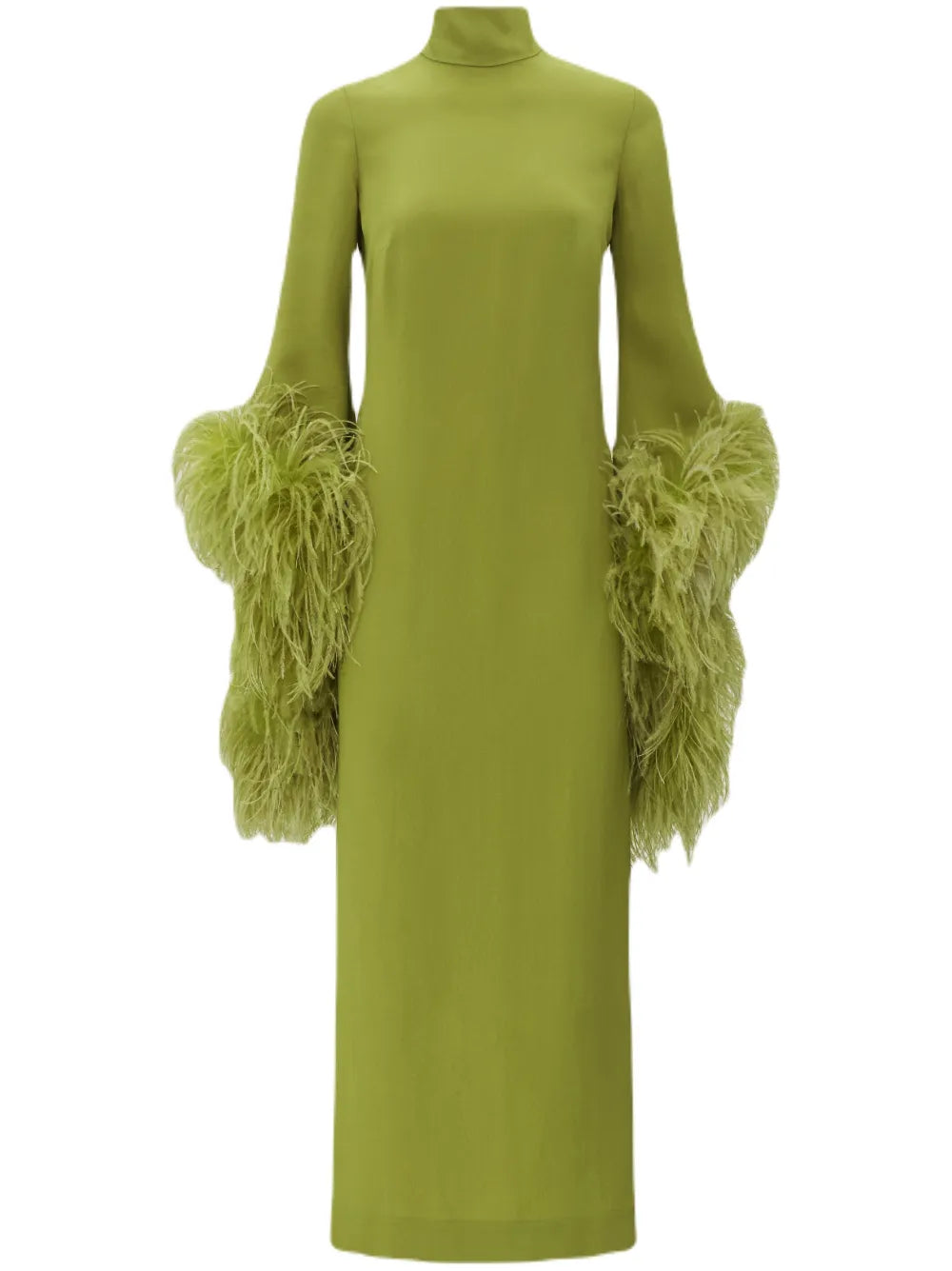Del Rio Feather-Trim Midi Dress