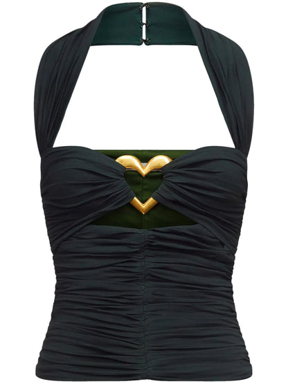 Heart Ruched Halter Top