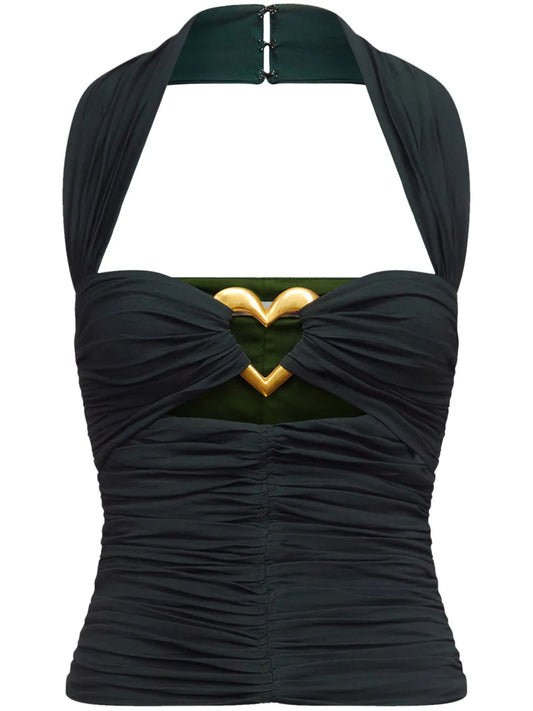 Heart Ruched Halter Top