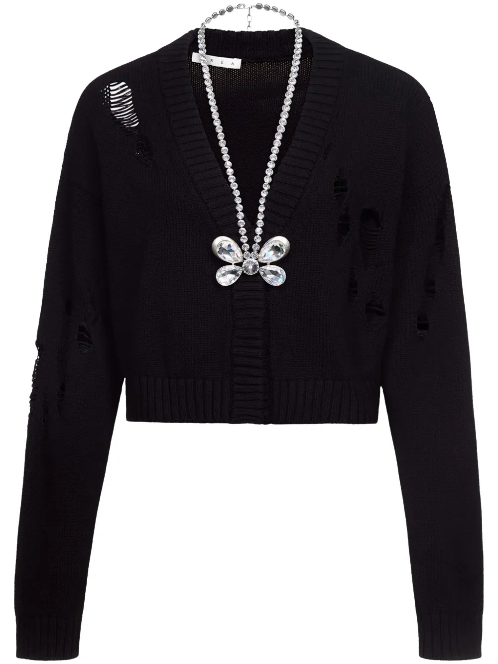 Butterfly-Embellished Organic Cotton-Blend Cardigan