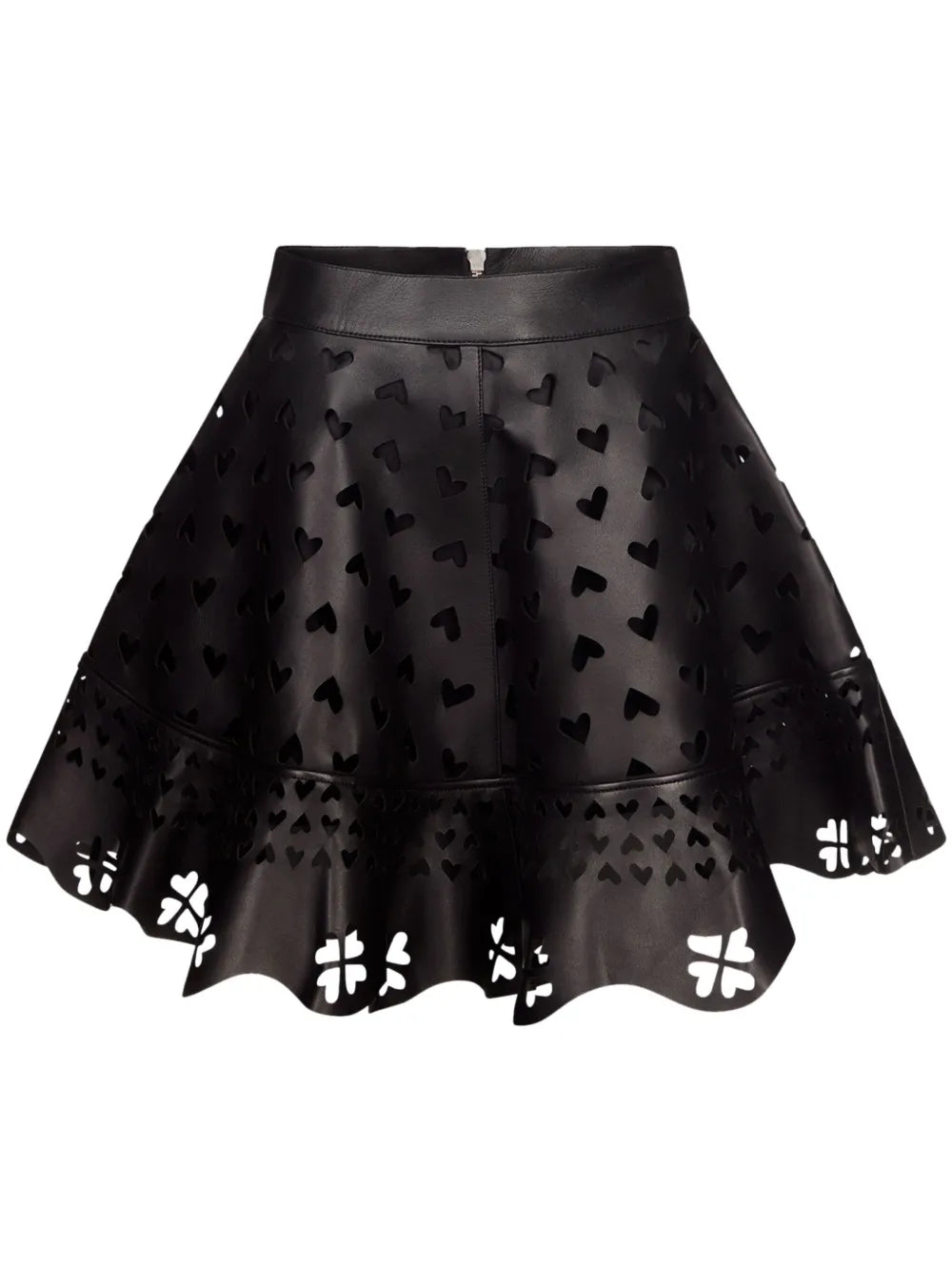Laser-Cut Leather Miniskirt