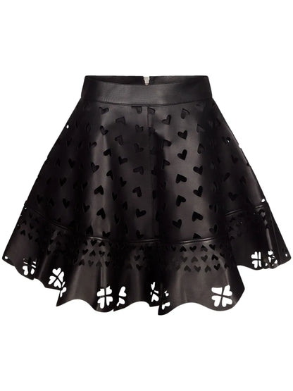 Laser-Cut Leather Miniskirt