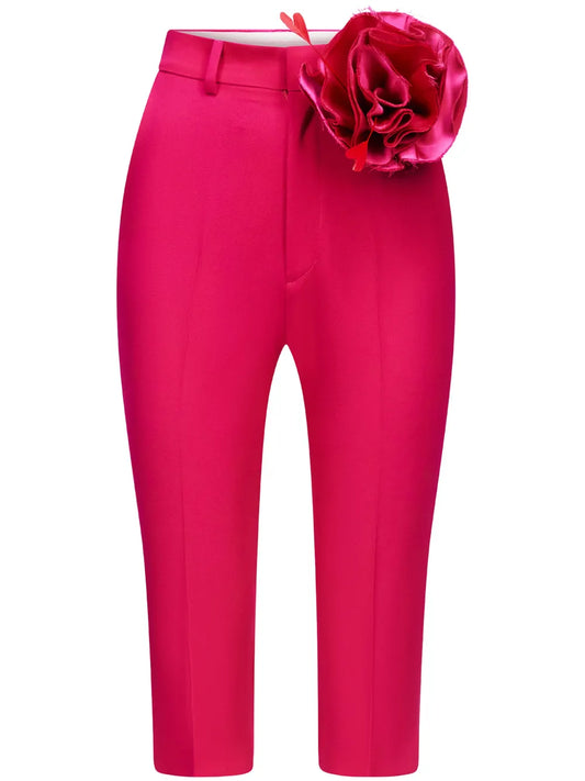 Flower-Appliqué Tailored Shorts