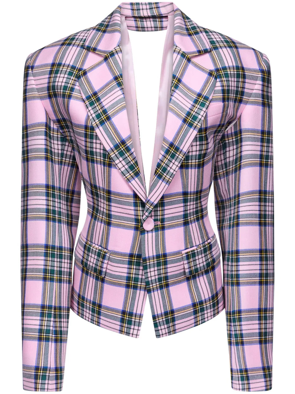 Heart Draped Cutout Checked Blazer