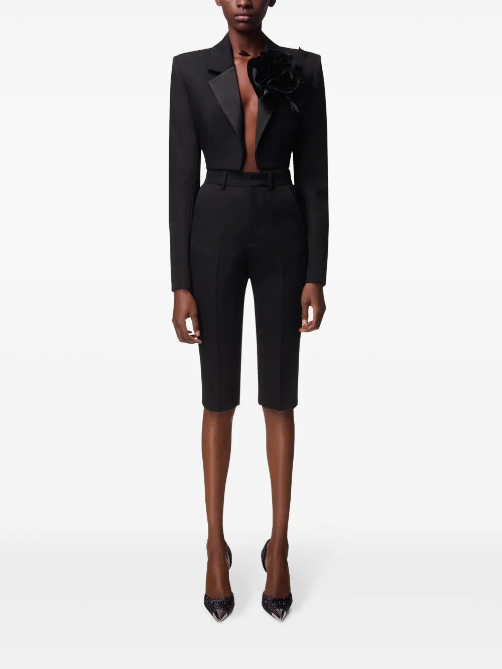 Flower Corsage Cropped Blazer