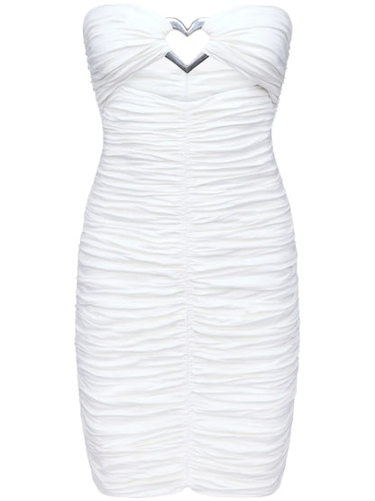 Heart-Ring Ruched Mini Dress