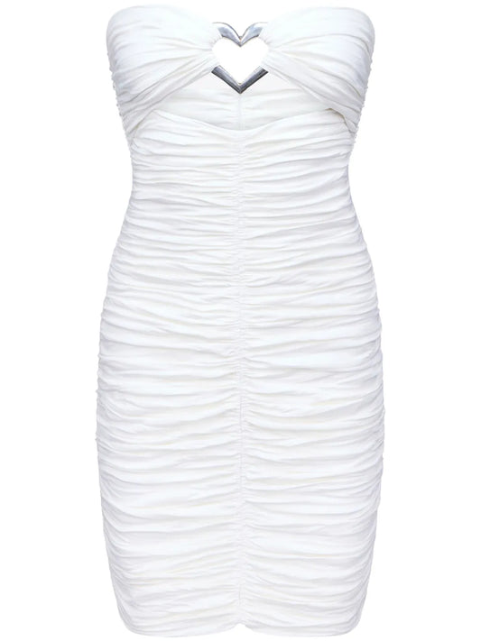 Heart-Ring Ruched Mini Dress