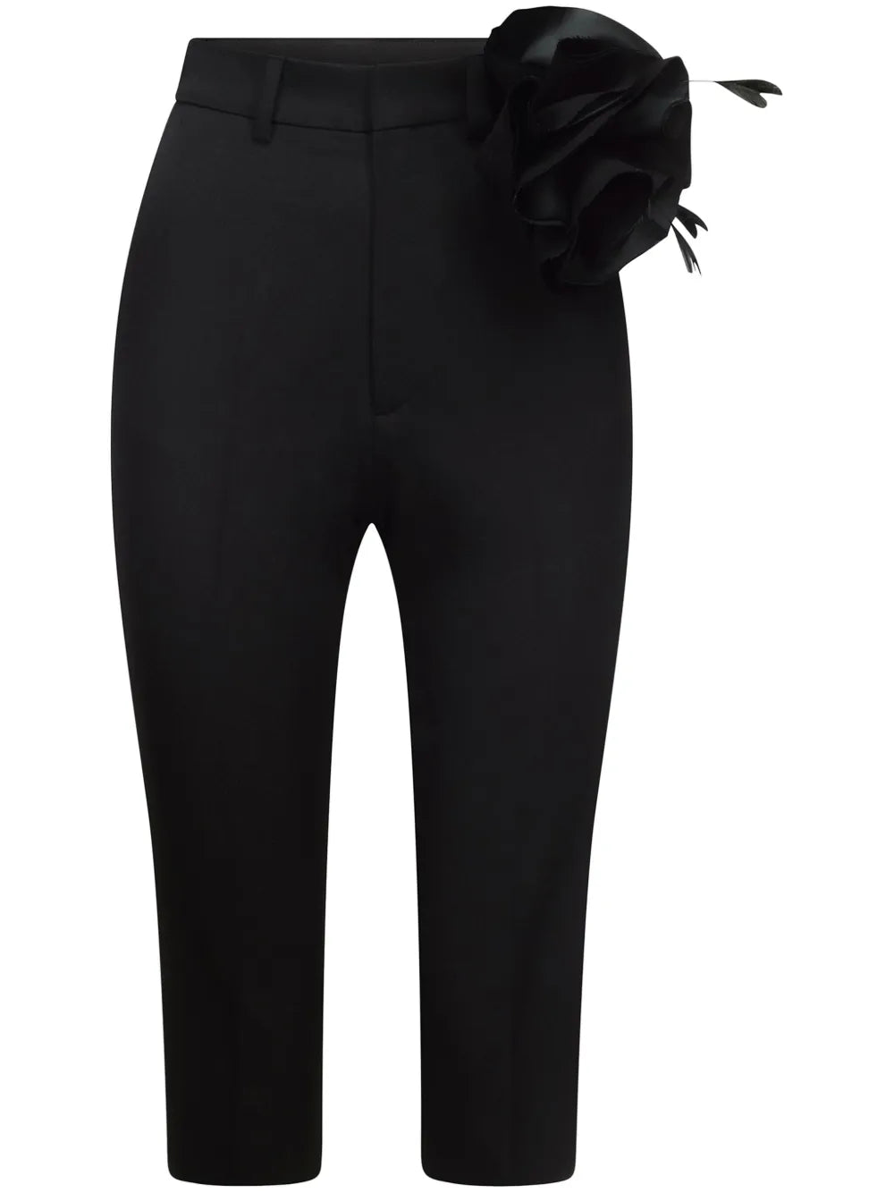 Floral-Appliqué Tailored Wool Shorts