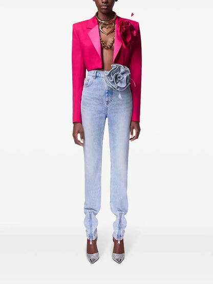 Flower Corsage Cropped Blazer