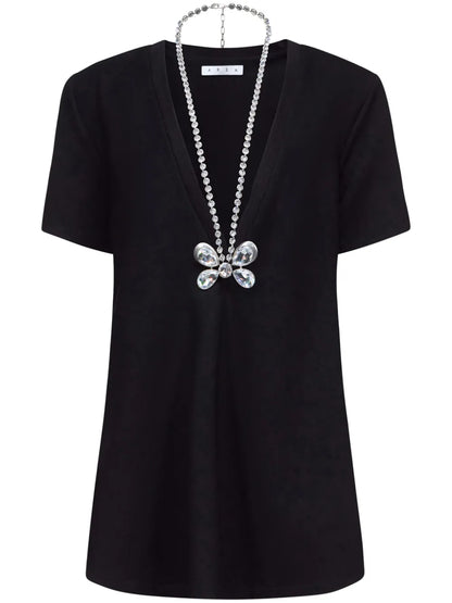 Butterfly-Charm Shirt Dress