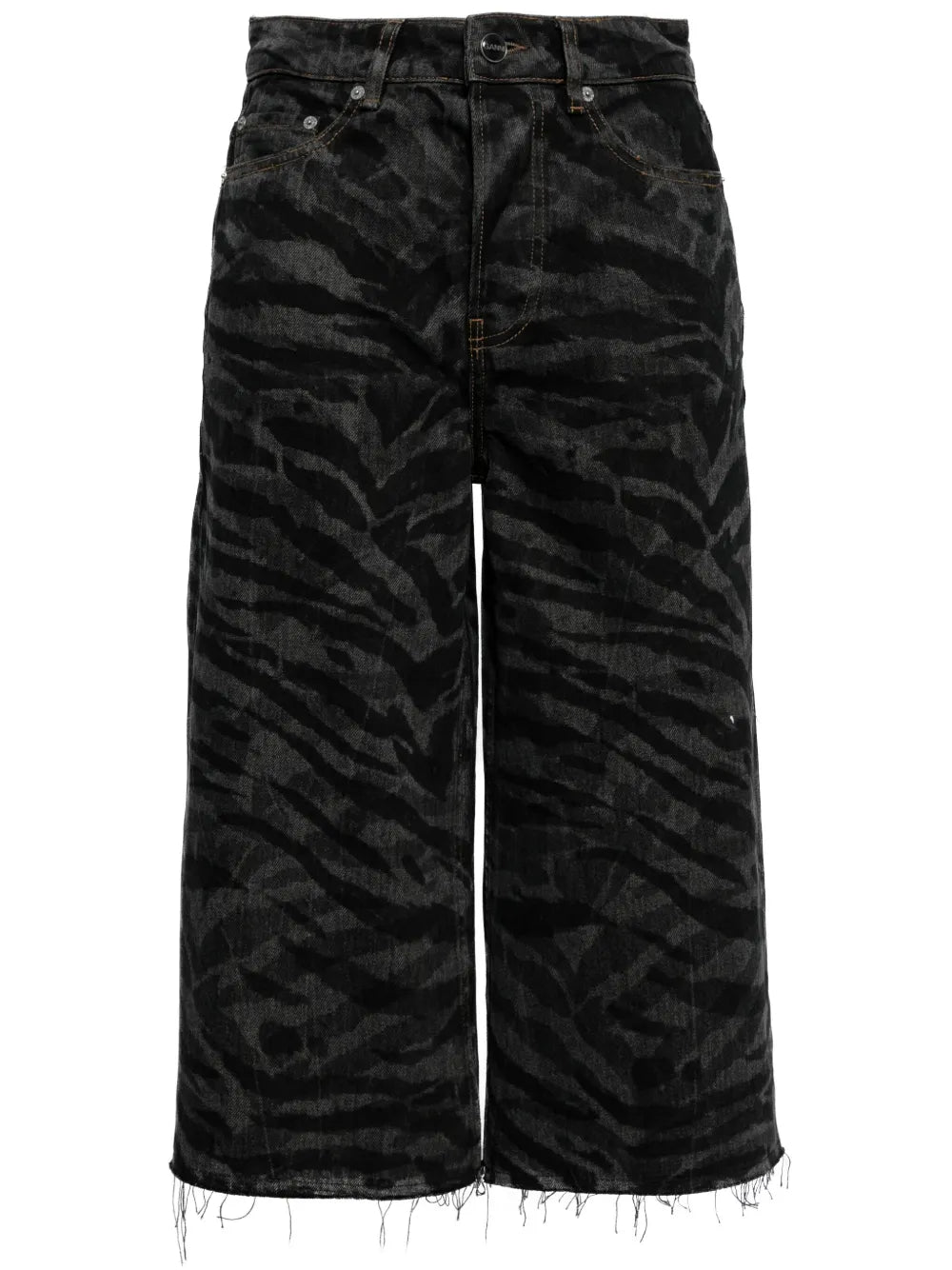 Zebra-Print Denim Shorts