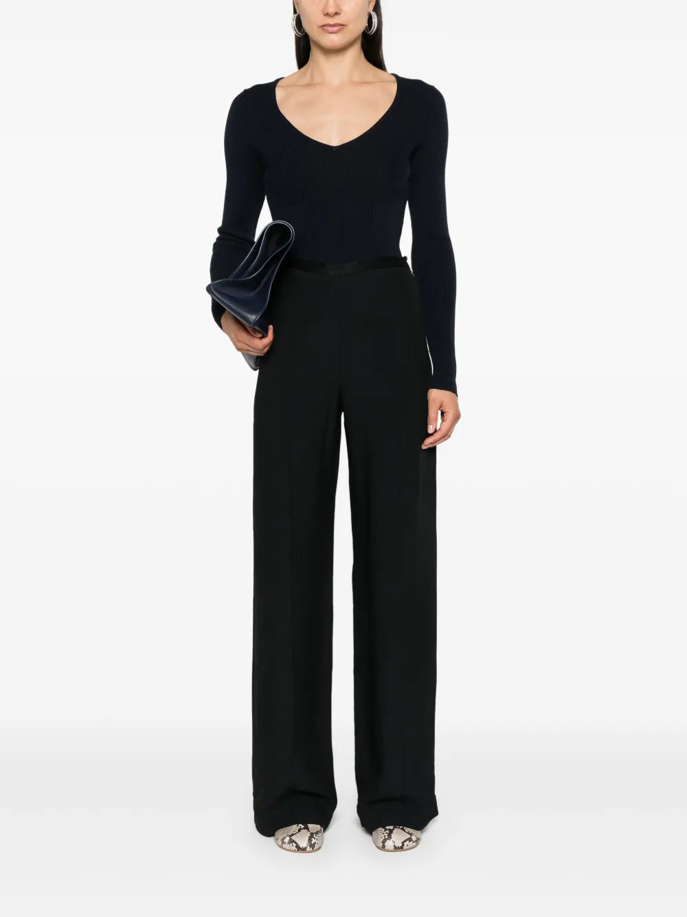 High-Waisted Crepe Palazzo Pants