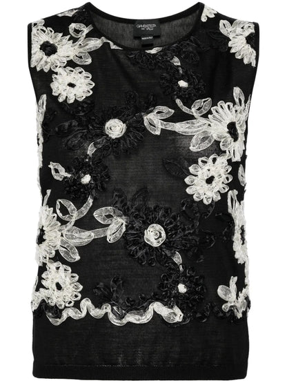 Floral-Embroidered Vest
