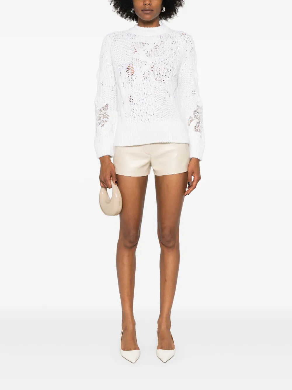 Lace-Detail Virgin Wool Blend Jumper