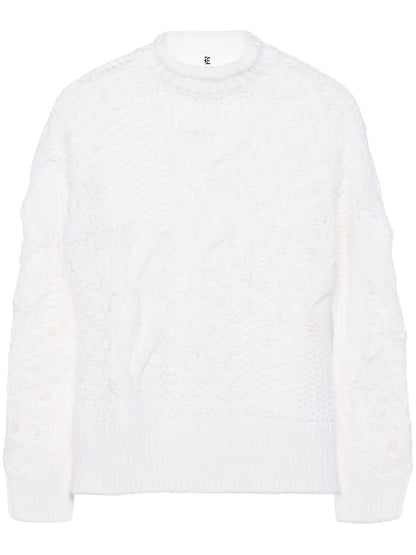 Lace-Detail Virgin Wool Blend Jumper