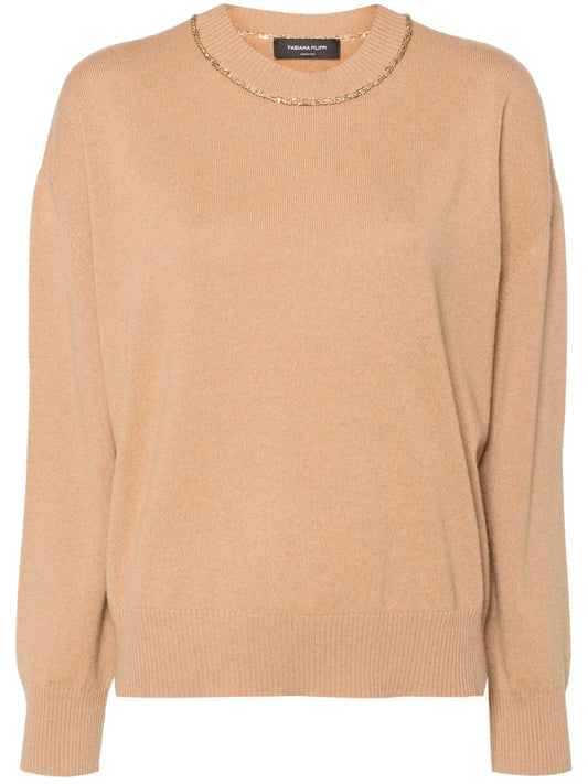 Sequin Embellished Virgin Wool Blend Jumper