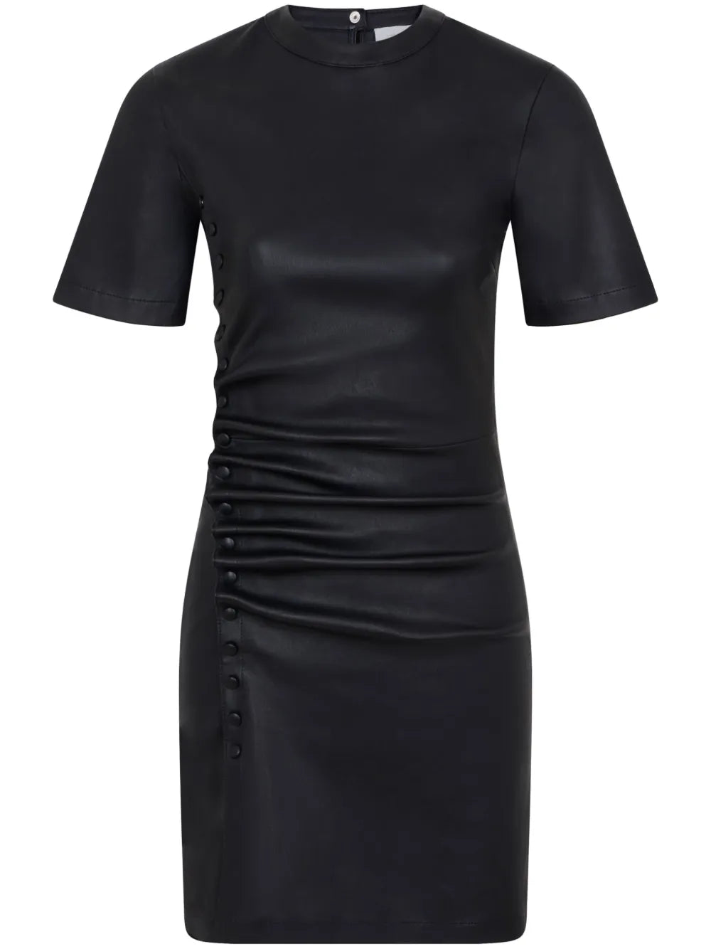 Ruched Leather Mini Dress