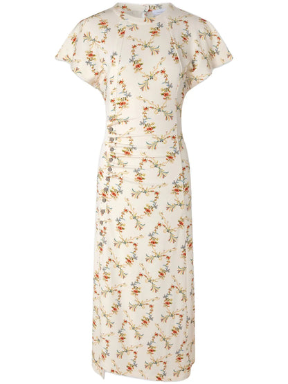 Floral-Print Ruched Midi Dress
