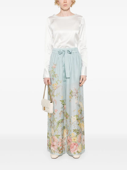 Boat-Neck Satin Blouse