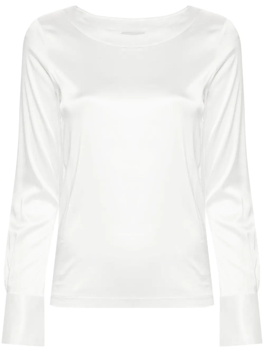Boat-Neck Satin Blouse