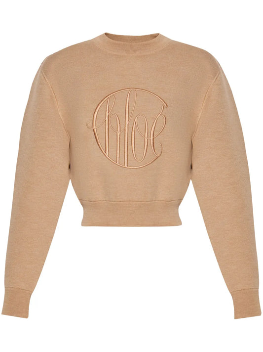 Embroidered-Logo Wool Jumper
