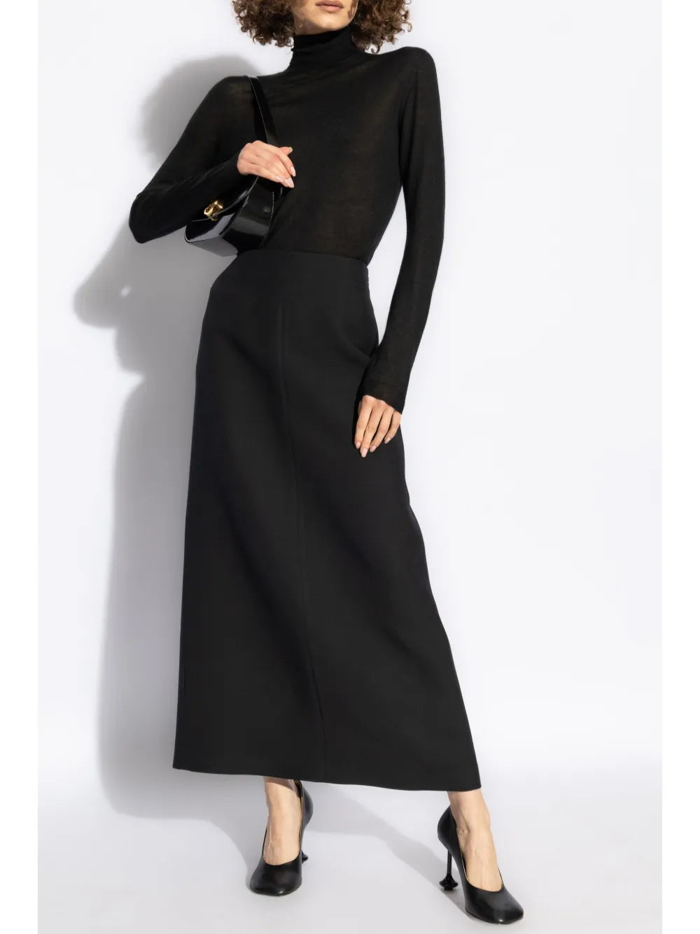 Rear-Slit Mid-Rise Maxi Skirt