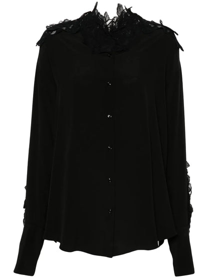 Floral-Lace Silk Shirt
