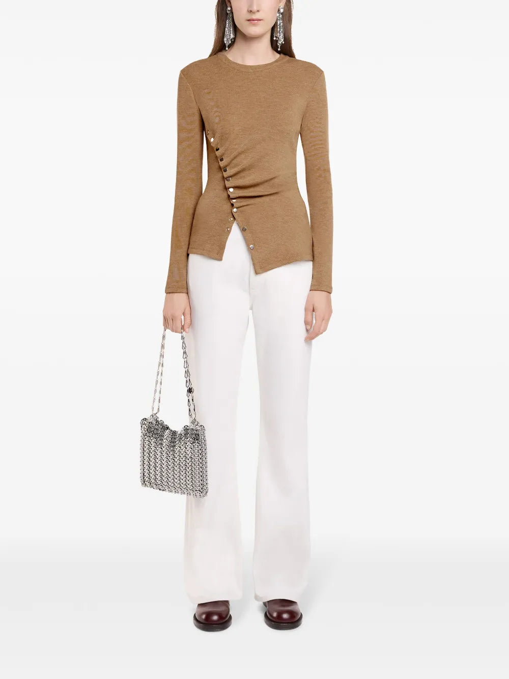 Temporary Draped-Detail Knitted Top
