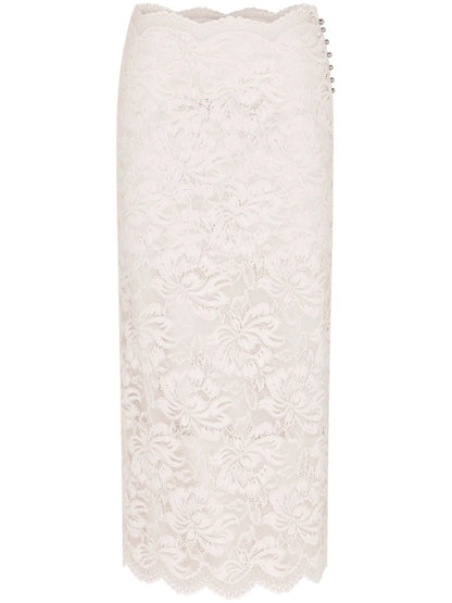 Floral-Lace Sheer Skirt
