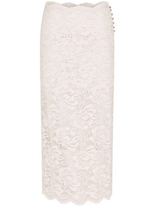 Floral-Lace Sheer Skirt