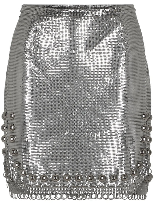 Stud-Embellished Mini Skirt