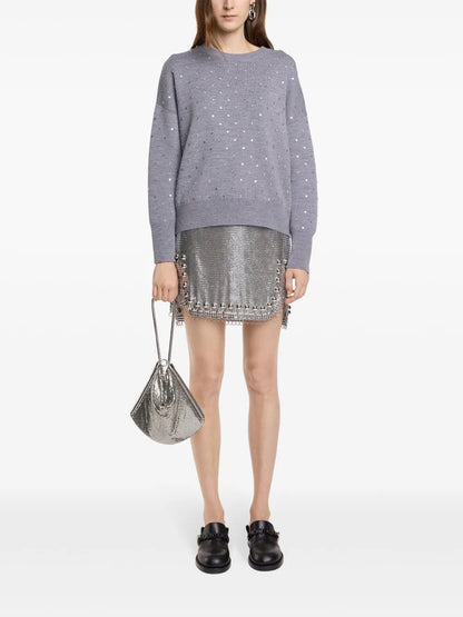Stud-Embellished Mini Skirt