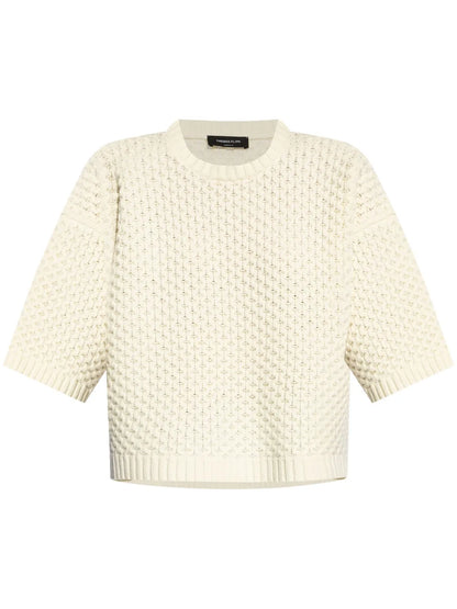 Grid-Stitch Knit T-Shirt