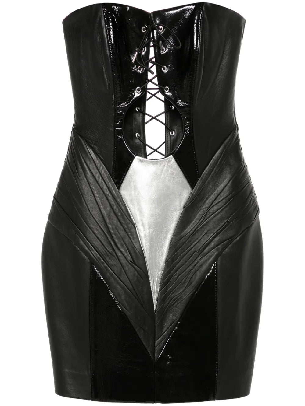 Leather Lace-Up Mini Dress