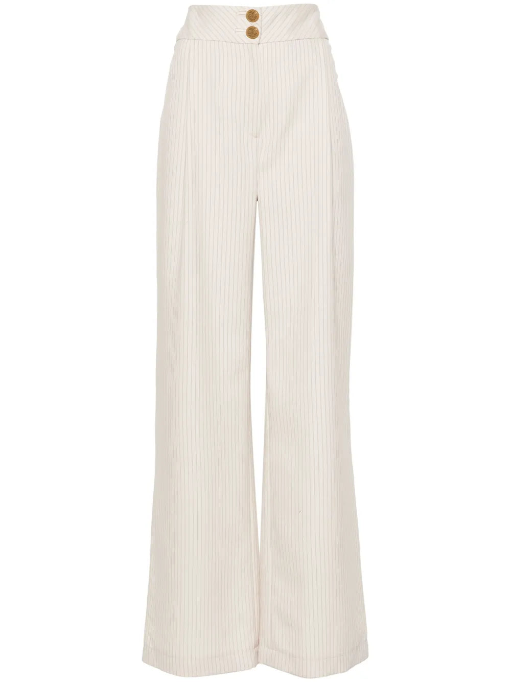 Pinstriped Wide-Leg Trousers