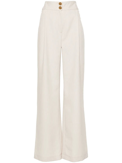 Pinstriped Wide-Leg Trousers